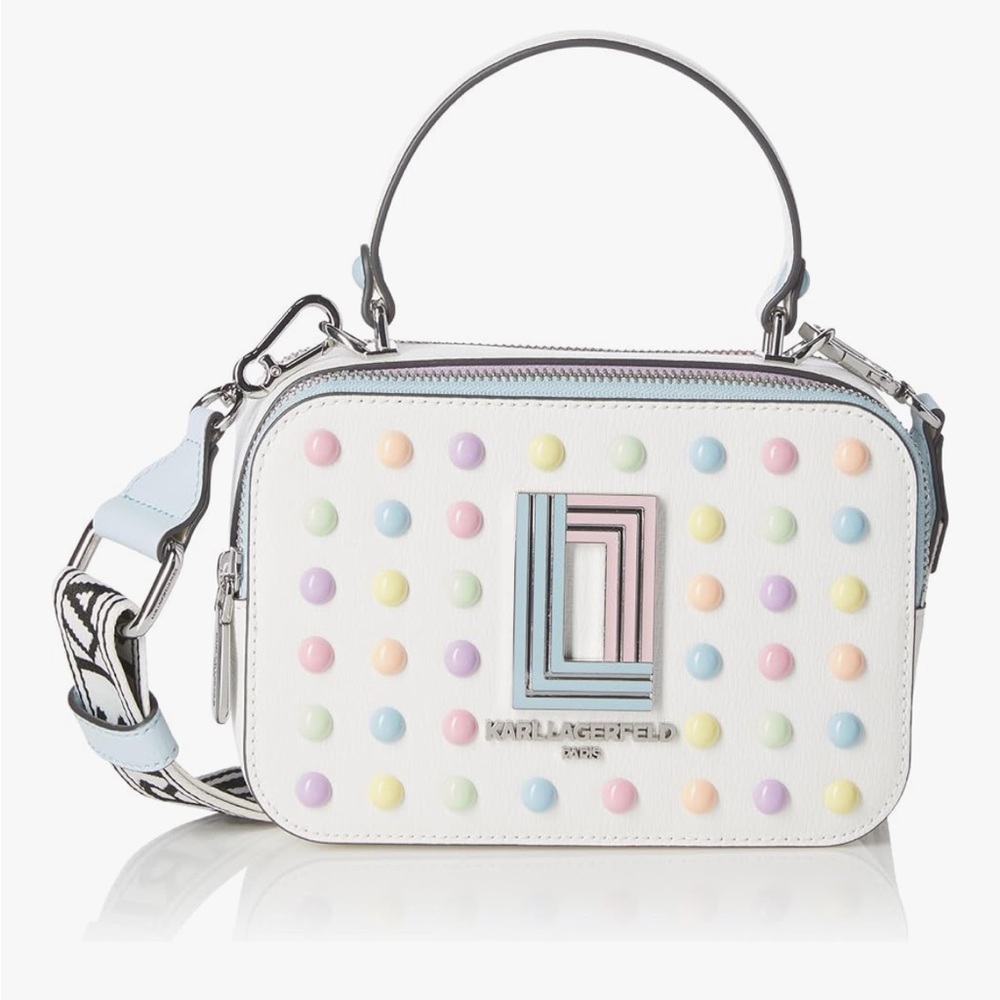 Karl Lagerfeld White Pastel Studded Crossbody Bag